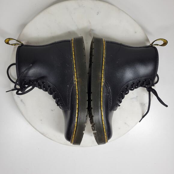 Dr. Martens Zavala Combat Boot Youth 2 Black Leather Lace Up Air Cushioned LA004 - Picture 5 of 16